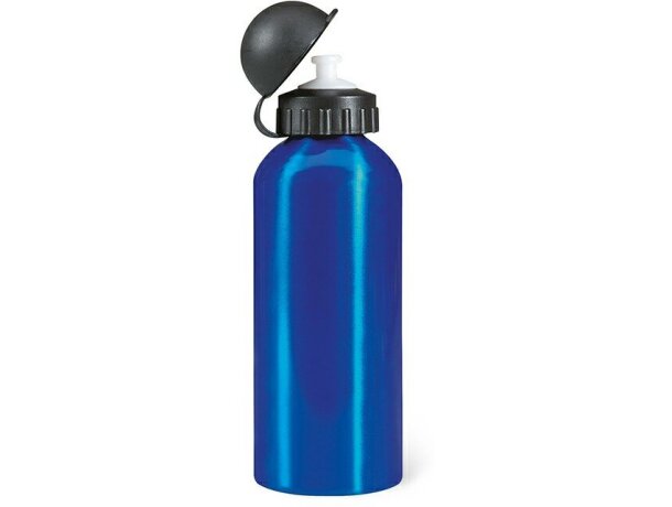 Bidón de agua personalizado de metal 600 ml grabado azul