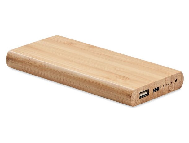 Powerbank de bambú Arena C 6000 mAh con luz indicadora y USB tipo C Madera detalle 4