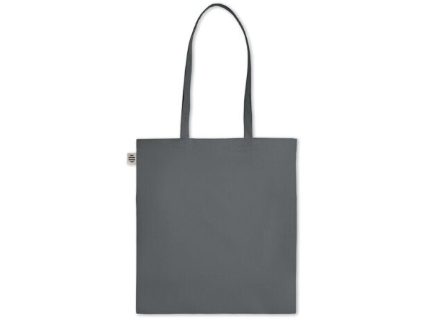 Bolsa sostenible Zimde Colour algodón orgánico asas largas 140 gr/m&#xB2; Gris oscuro detalle 2