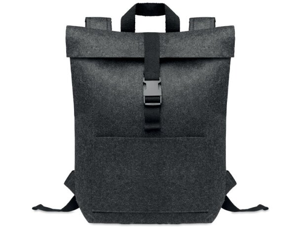 Mochila para portátil con correa de algodón fieltro rPET Indico Pack Gris oscuro detalle 2