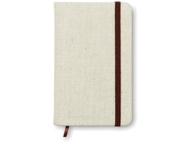 Libretas con banda elastica tapa de canvas y marca páginas Beige detalle 4