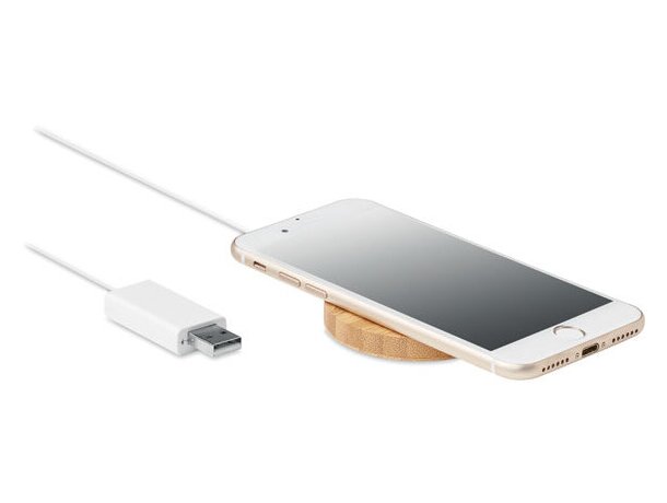 Cargadores inalámbricos soporte magnético bambú Hintois 10W iPhone 12+ Madera detalle 4