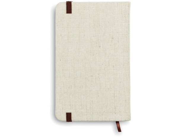 Libretas con banda elastica tapa de canvas y marca páginas Beige detalle 2