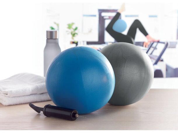 Balón de pilates con mancha Inflaball Azul detalle 3