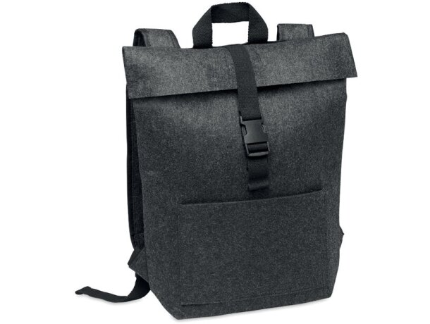 Mochila para portátil con correa de algodón fieltro rPET Indico Pack Gris oscuro detalle 6