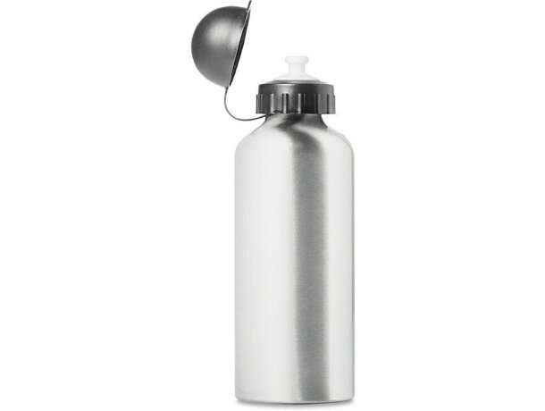 Bidón de agua personalizado de metal 600 ml con logo plateado mate