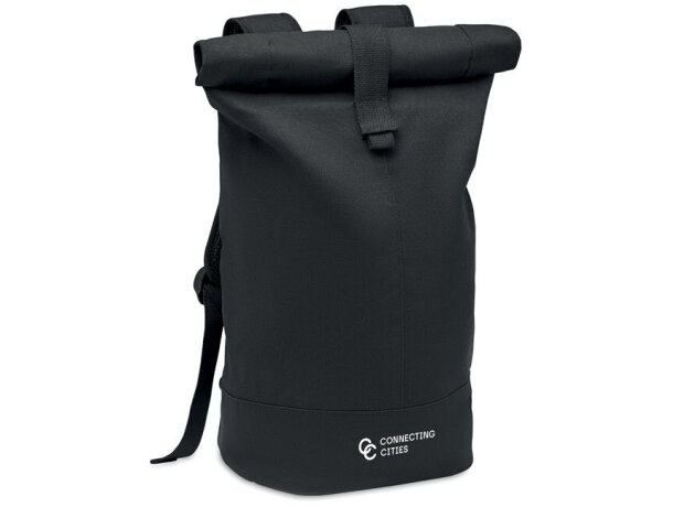 Mochilas deportivas personalizadas canvas lavado Zurich Roll alta calidad 340 gr/m&#xB2; Negro detalle 3