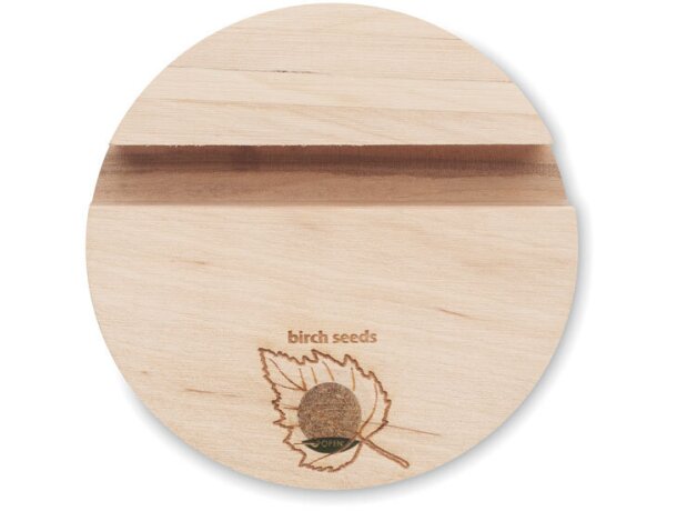 Soporte móvil personalizado de madera Grow Round Stand Madera detalle 1