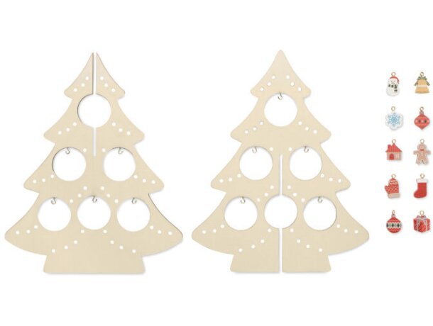 Adorno árbol de navidad diseño original de madera Silueta Madera detalle 1