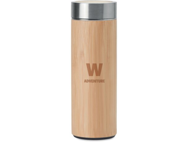 Termos personalizados con infusor de te en acero inoxidable 400ml Batumi Madera detalle 4