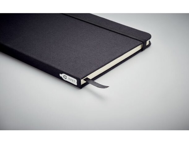 Libreta con banda elastica A5 rPET Negro detalle 2