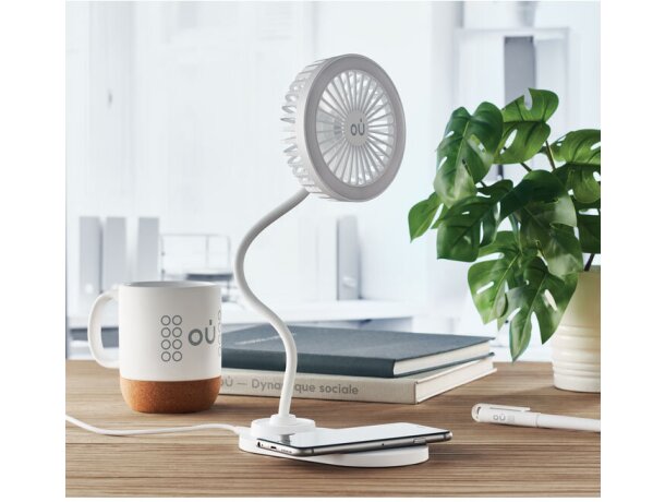 Cargadores inalámbricos con ventilador Viento y luz para sobremesa 10W Blanco detalle 2