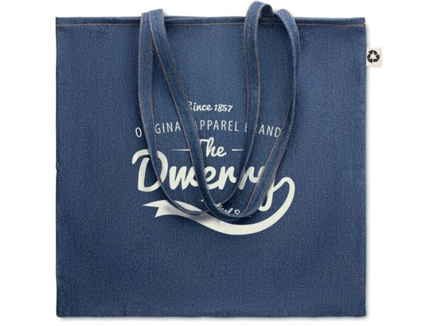 Bolsa de compras plegables personalizada Style Tote denim reciclado 50% Azul detalle 4