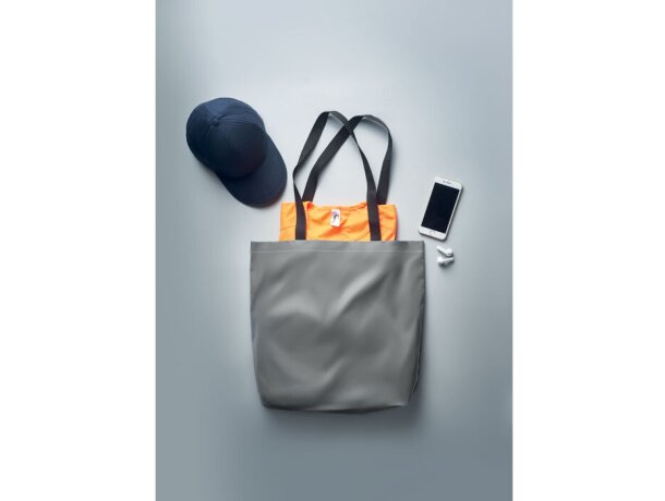 Bolsa de compra para merchandising Visi Tote reflectante poliéster 190D Plateado mate detalle 3