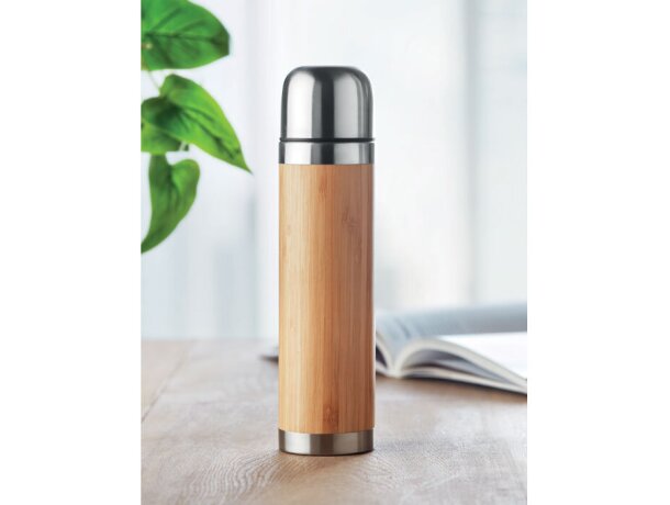 Botellas térmicas con estilo único Chan Bamboo termo bambú 400ml anti fugas Madera detalle 3