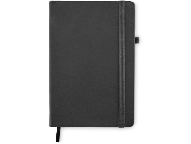 Libreta banda elastica con hojas a rayas de polipiel Arpu Negro detalle 2