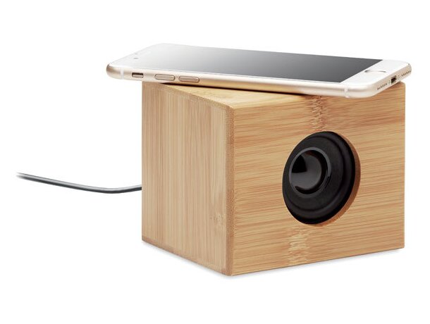 Altavoces con estilo Yista: bambú y carga inalámbrica de 10W Madera detalle 2