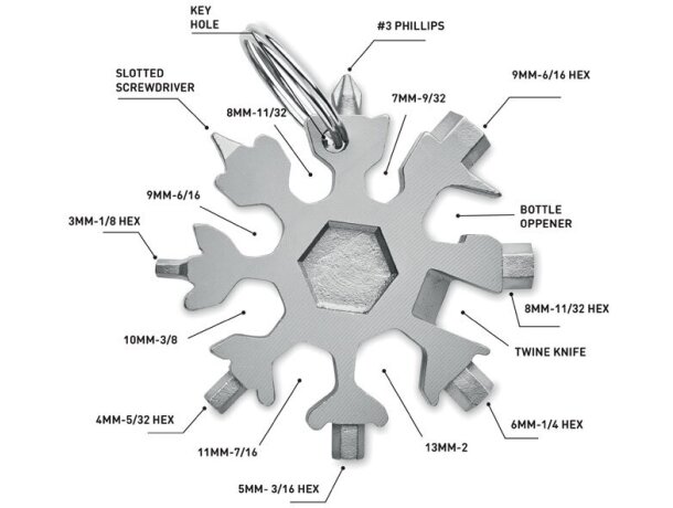 Multiherramienta 17 en 1 de acero inoxidable con forma de copo de nieve Titanio detalle 3