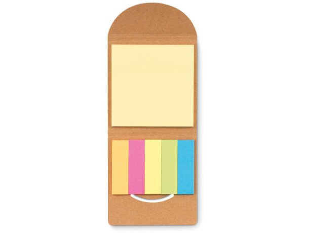 Taco de notas con logotipo Foldcork set con bloc grande y etiquetas color Beige detalle 1