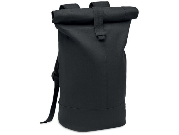 Mochilas deportivas personalizadas canvas lavado Zurich Roll alta calidad 340 gr/m&#xB2; Negro detalle 3