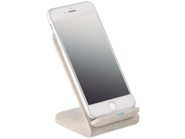 Cargador inalámbrico con soporte de smartphone Layaback Beige detalle 2