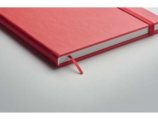 Libretas con banda elastica tapa rígida papel reciclado marca Ours Rojo detalle 13