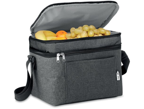 Bolsa nevera promocional Icecube RPET 600D con doble compartimento aislado Negro detalle 1