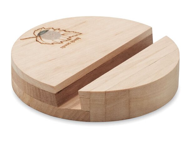 Soporte móvil personalizado de madera Grow Round Stand Madera detalle 2