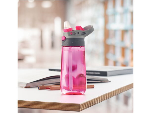 Botella de Tritán™ 450ml Shiku para deporte personalizada rosa transparente