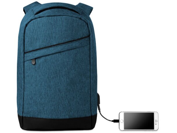 Mochilas de publicidad conector USB y compartimento portátil Berlin Azul detalle 5