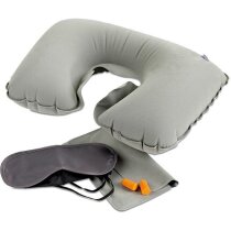 Almohada de viaje travelplus con antifaz y tapones en bolsa de terciopelo