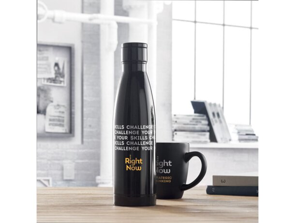 Botella térmica con logo Belo LUX con termómetro LED táctil 500ml Negro detalle 1