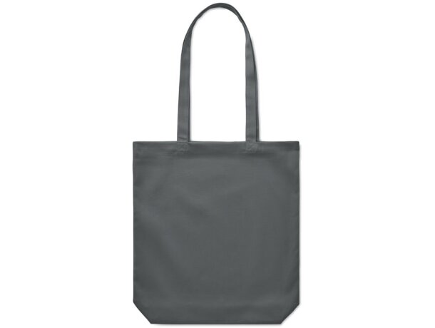 Bolsa ecológica asas largas algodón 270 g/m2 Rassa Coloured Gris oscuro detalle 8