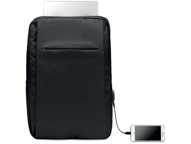 Mochilas para ordenador portátil corporativas Seoul conector USB tipo-A Negro detalle 1