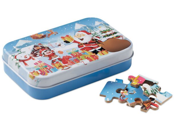 Puzzle personalizado Pazuru económico 60 piezas navideñas caja de lata Multicolor detalle 3