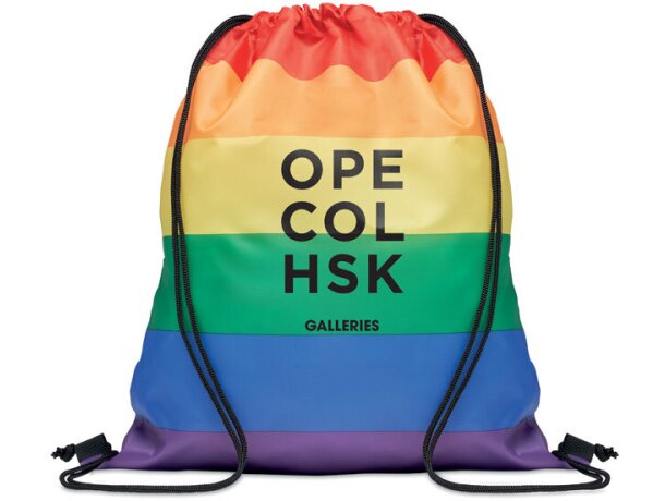 Bolsa cuerdas rainbow de RPET Bow grabada