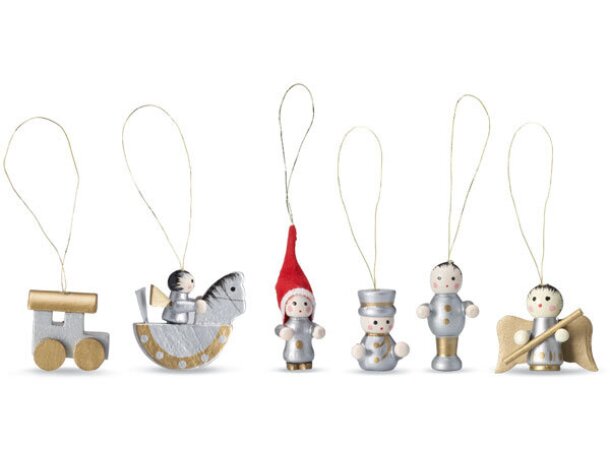 Set de 6 adornos navideños helsinborg para regalo Plata detalle 1