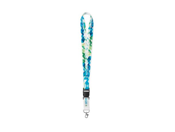 Lanyard satinado, sublimado y con hebilla  rojo transparente