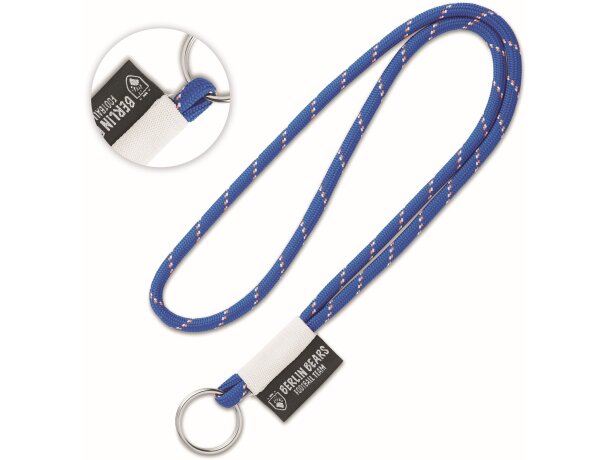 Lanyard de poliéster tubular con etiqueta tejida