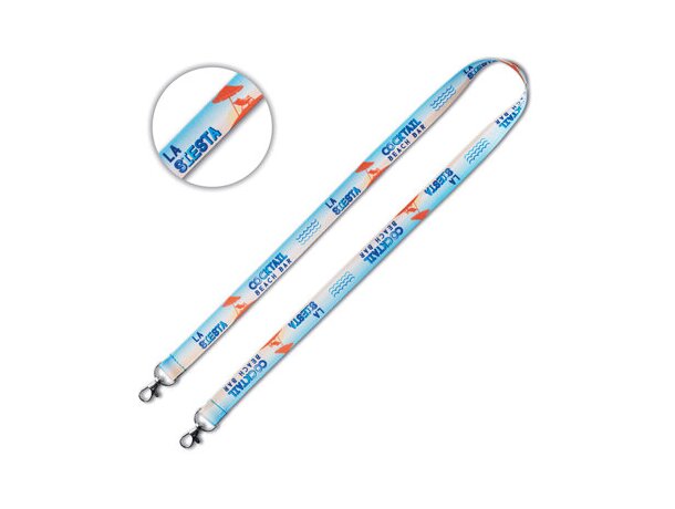 Lanyard sublimación con dos hebillas metálicas.