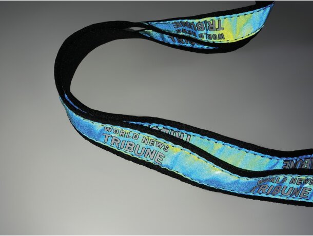 Lanyard de poliéster plano con capa iridiscente