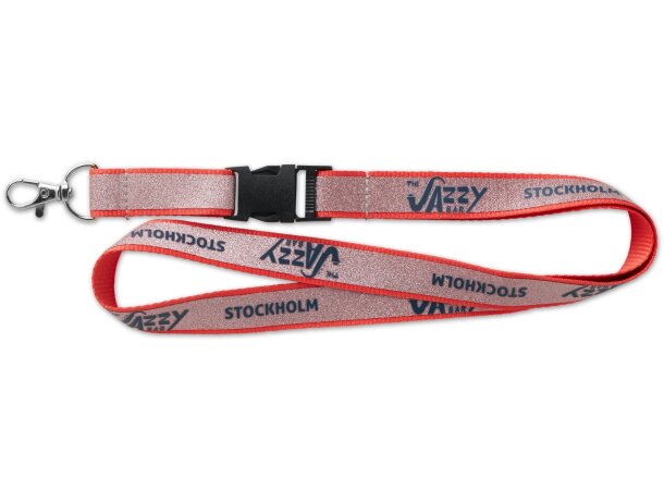 Lanyard purpurina con hebilla de plástico