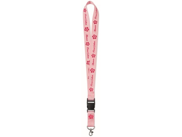 Lanyard satinado con hebilla rojo transparente