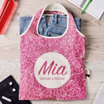 Bolsa plegable personalizada de algodón con funda y cierre de cordón