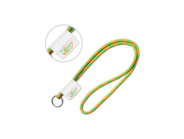 Lanyard cilíndrico con etiqueta tejida