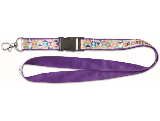 Lanyard poliéster plano con capa de satín sublimado con hebilla de plástico