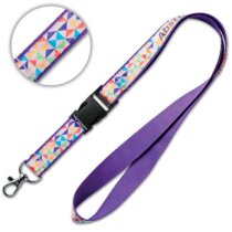 Lanyard poliéster plano con capa de satín sublimado con hebilla de plástico