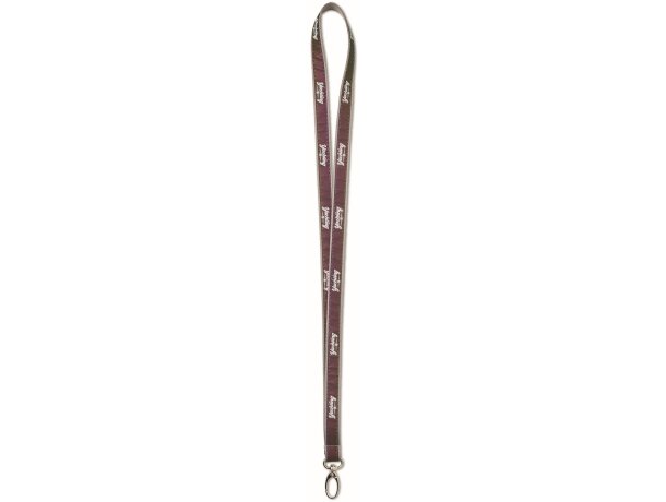 Lanyard de poliéster plano con capa iridiscente gris oscuro