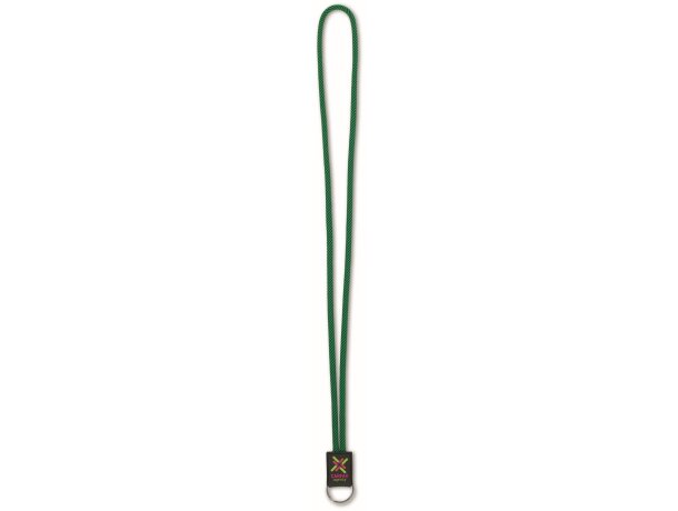 Lanyard cilíndrico con etiqueta en pvc verde