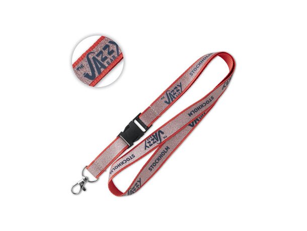 Lanyard purpurina con hebilla de plástico